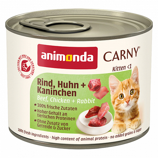 ANIMONDA konzerva CARNY Kitten - hovädzie, kuracie + králik 200g