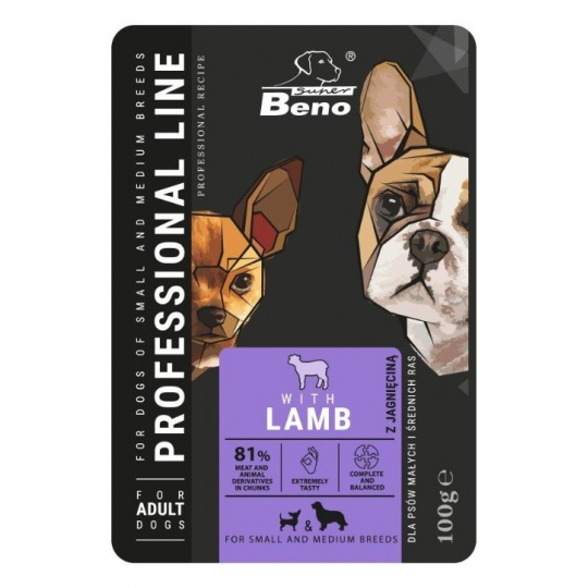 SUPER BENO Adult Small and medium Lamb - mokré krmivo pro psy - 100 g