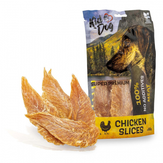 KIDDOG SUPER PREMIUM 100 %  kuřecí prsa, sušené filety 80 g