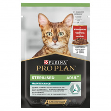 PURINA Pro Plan Adult Sterilised Maintenance Beef in gravy - mokré krmivo pro kočky - 85g