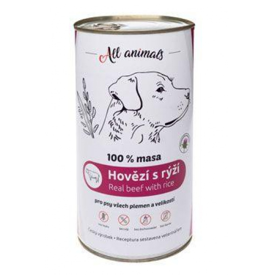 All Animals DOG konz. Hovädzie mleté s ryžou 1200g