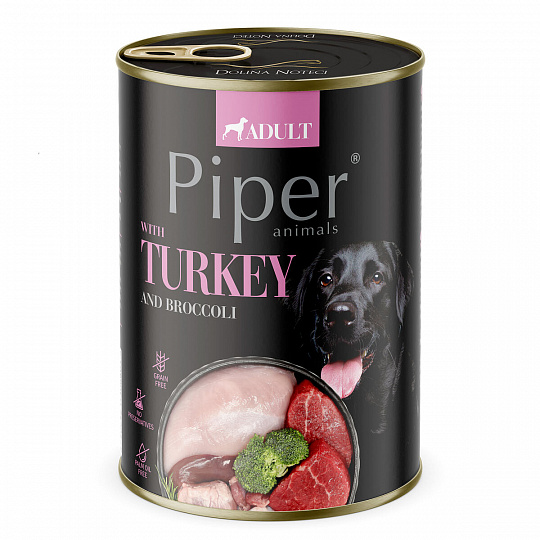 NEW PIPER s morčacím a brokolicou, konzerva pre psy 400 g