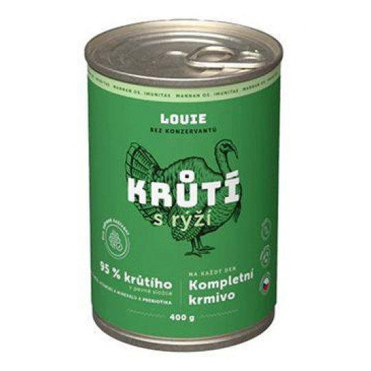 Louie Dog konz. Morčacie s ryžou a prebiotikami 400g