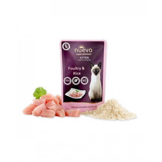 NUEVO cat Kitten Poultry with Rice bal. 16 x 85 g kapsičky NUEVO cat Kitten Poultry with Rice bal. 16 x 85 g kapsičky