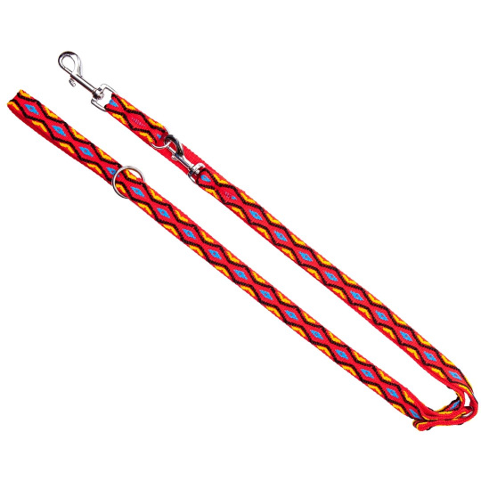 Nastavitelné vodítko pro psa DINGO Winnetou Red z polypropylenového popruhu - 2x120-220 cm