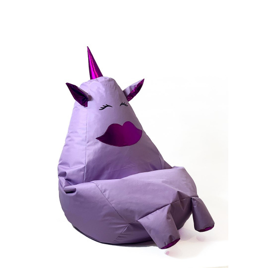 Sako taška pouffe Unicorn s ústy fialová L 105 x 80 cm