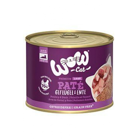 WOW Cat konzerva Senior Paté drůbež s kachnou 200g