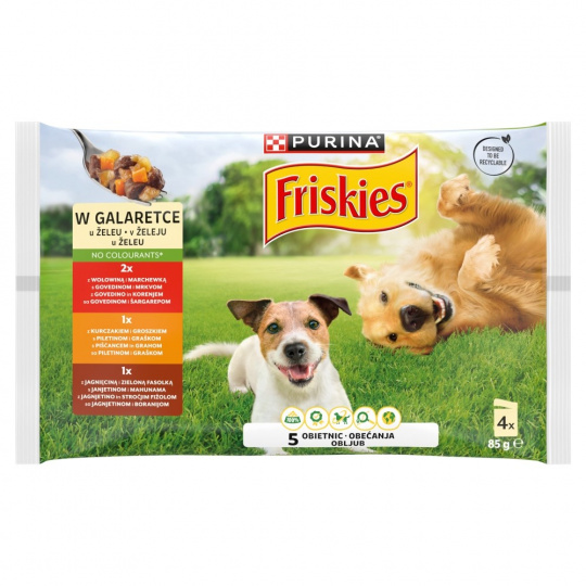 PURINA Friskies in jelly - vlhké krmivo pro psy - 4 x 85g