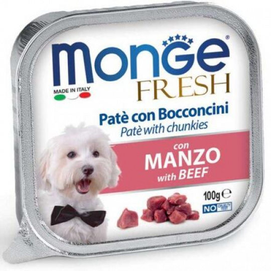 MONGE FRESH - paštéta a kúsky s hovädzím 100 g pre psy MONGE FRESH - paštéta a kúsky s hovädzím 100 g pre psy