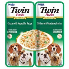 INABA Dog Twin kuřecí se zeleninou v bujónu – pochoutka pro psy – 2x40g