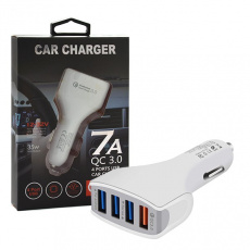 CAR CHARGER 4 X USB 7A WHITE VEGA FASTON FAST CHARGER QUICK 4XUSB 3.0 3500mAh