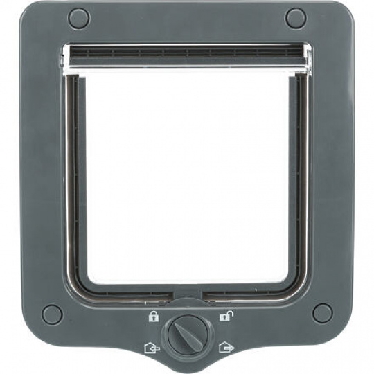 Priechodné dvierka pre mačku, 4-cestné, 20x22cm, sivé