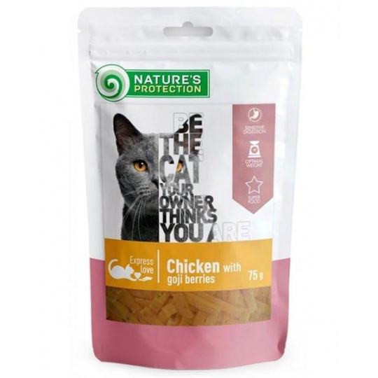 Pamlsok Natures P Snack cat with chicken and goji berries dices 75 g Pamlsok Natures P Snack cat with chicken and goji berries dices 75 g