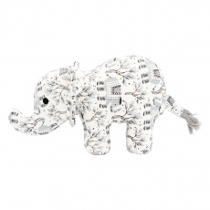 Slon HipHop Dog, 23 cm, látková robustná hračka pre psy, biela s potlačou