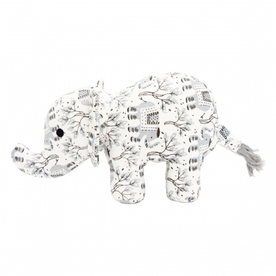 Slon HipHop Dog, 23 cm, látková robustná hračka pre psy, biela s potlačou Slon HipHop Dog, 23 cm, látková robustná hračka pre psy, biela s potlačou