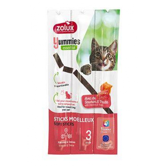 Pochúťka mačka YUMMIES losos a pstruh 3ks Zolux