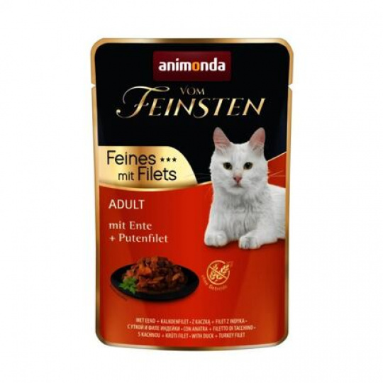 Vom Feinsten Adult FEINES s.Fillets - kačica + morčací filet, kapsička pre mačky 85 g