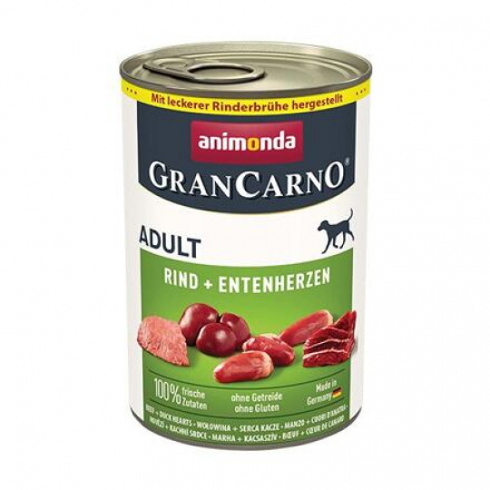 GRANCARNO Adult - hovädzie, kačacie srdce 400g GRANCARNO Adult - hovädzie, kačacie srdce 400g