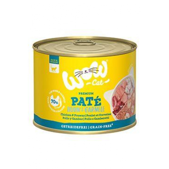 WOW Cat konzerva Adult Paté kuře s krevetami 200g