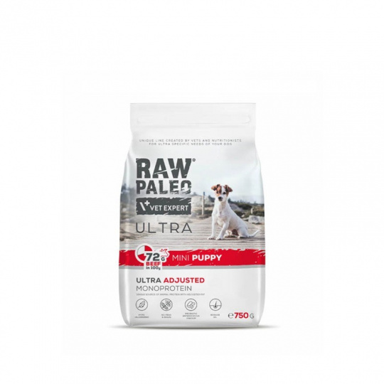 RAW PALEO Ultra Mini Puppy Beef - suché krmivo pro štěňata malých plemen - 750 g