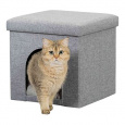 ALOIS taburet jaskyňa, tkaná textília 38x40x38 cm sivý