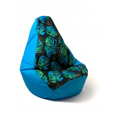 Sako taška pouffe Pear print blue-monstera XXL 140 x 100 cm