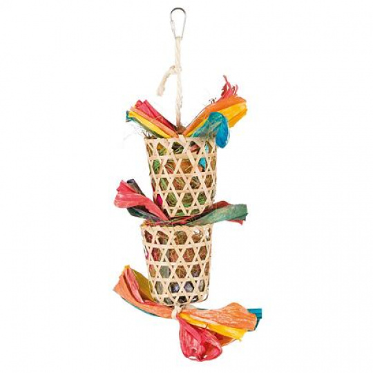 Závesná hračka košíčky s hniezdiacim materiálom pre vtáky 35cm Závesná hračka košíčky s hniezdiacim materiálom pre vtáky 35cm