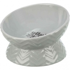 Keramická miska vyvýšená, ergonomický tvar, 0,35 l / 17 cm, sivá