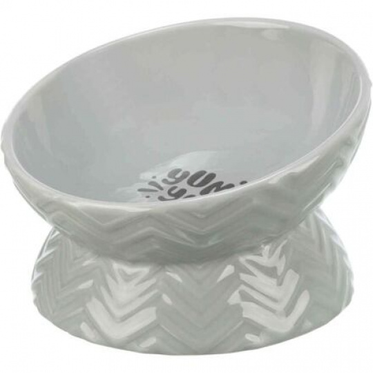 Keramická miska vyvýšená, ergonomický tvar, 0,35 l / 17 cm, sivá