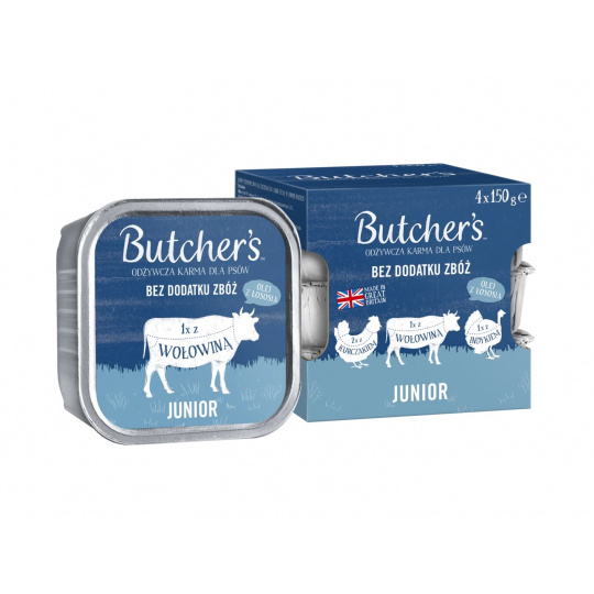 BUTCHER'S Original Junior Mega pack mix Pate - mokré krmivo pro psy - 4 x 150g